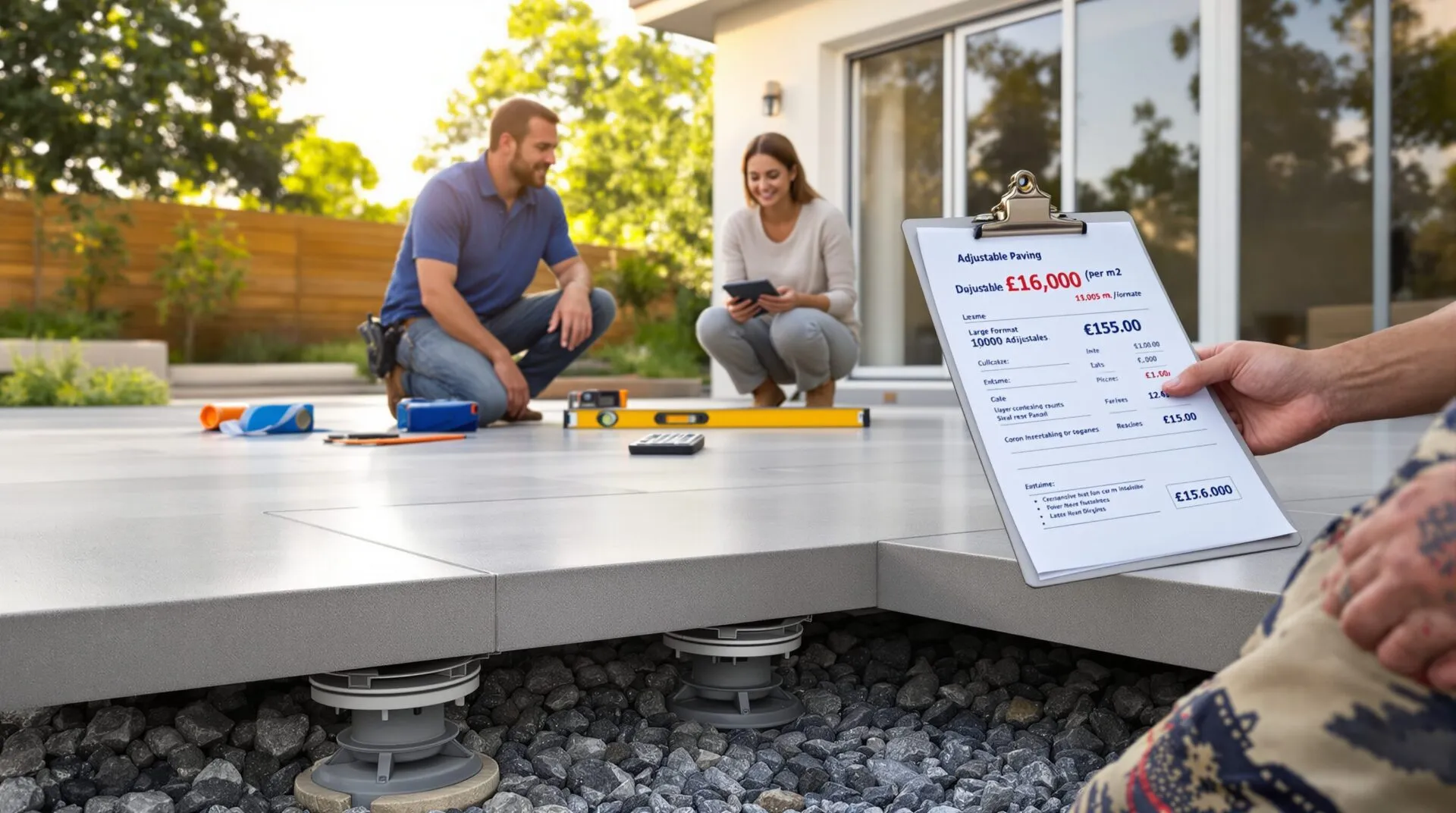 Quel est le prix au m² d’une terrasse avec des dalles sur plot ?
