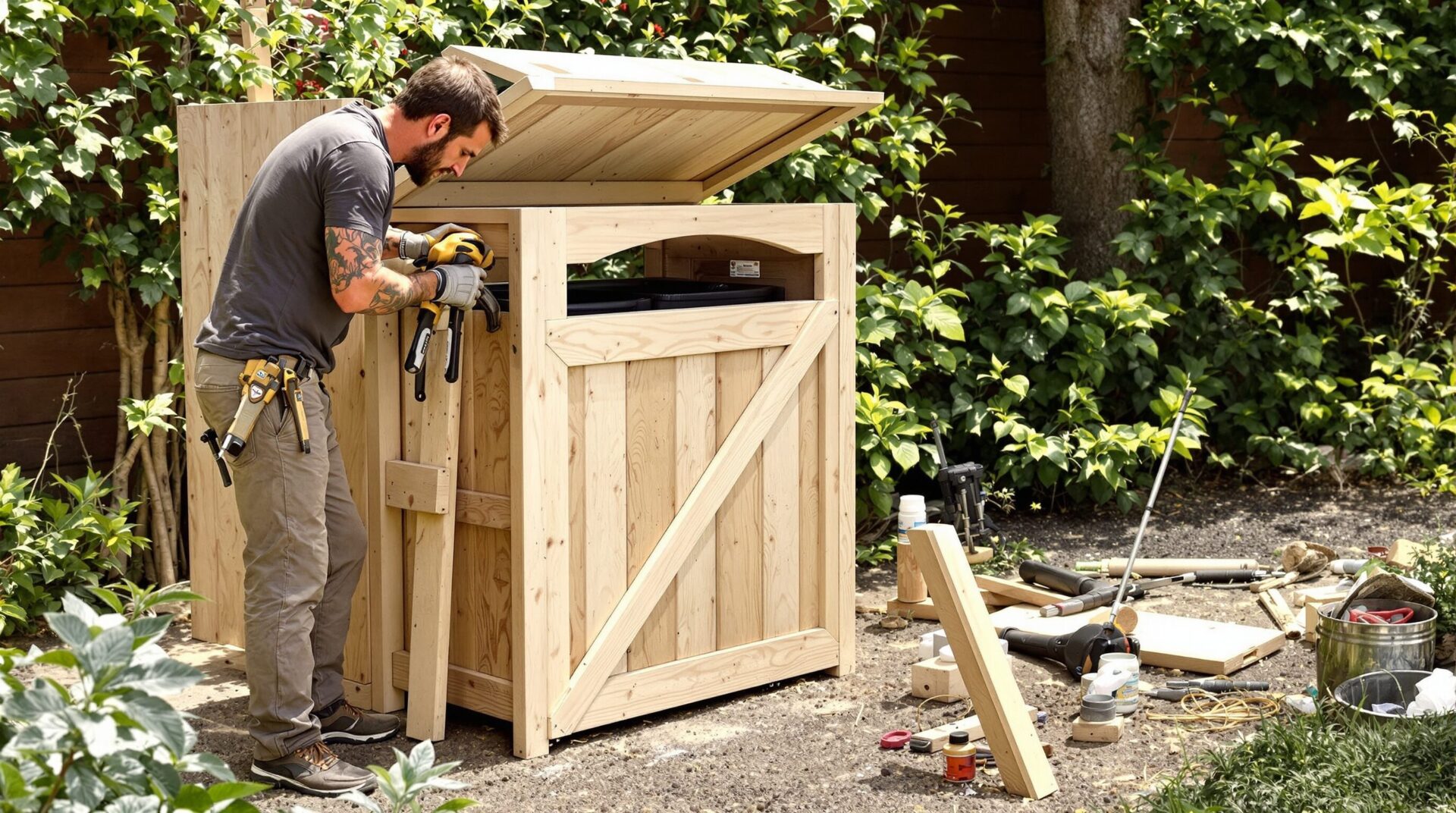 fabriquer un cache poubelle extérieur