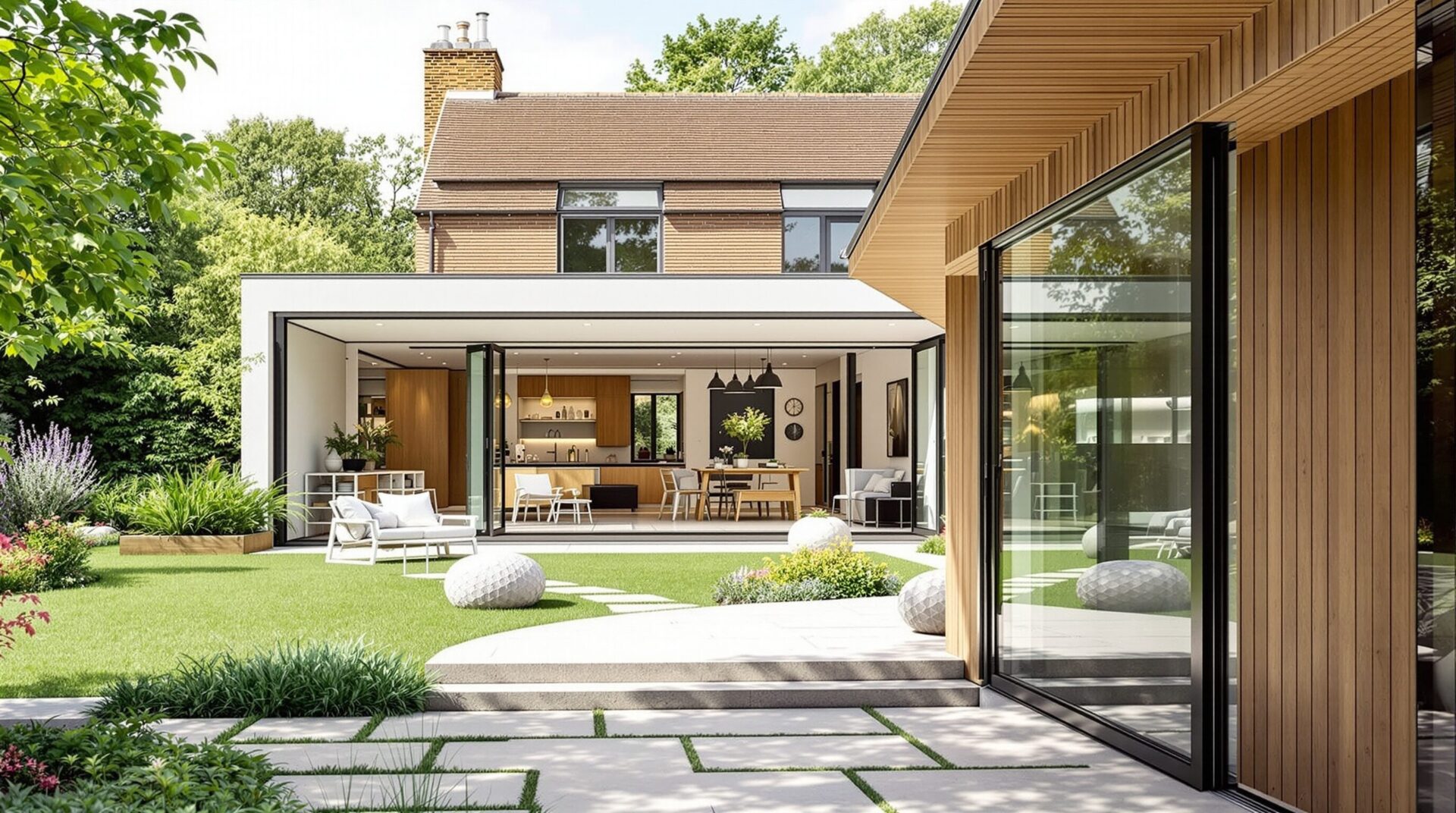 extension moderne sur maison ancienne