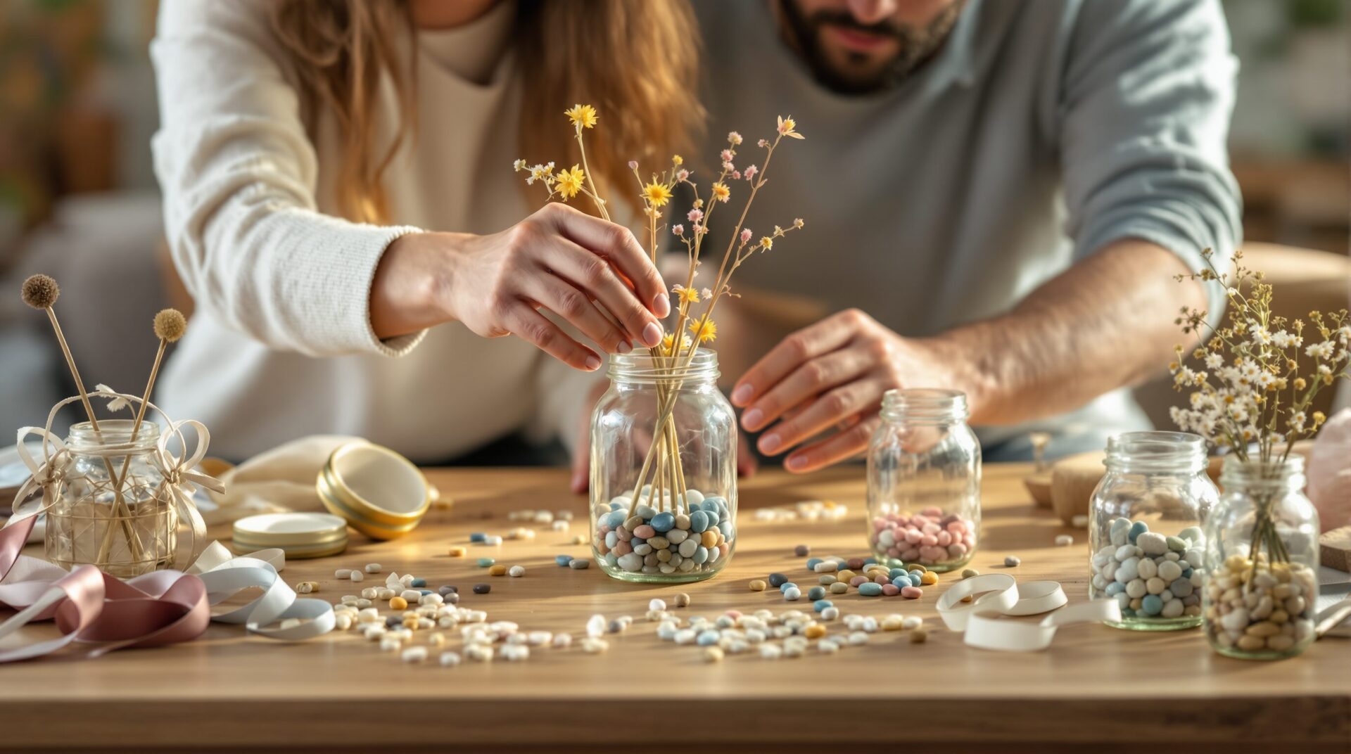 idee deco bricolage avec bocal en verre