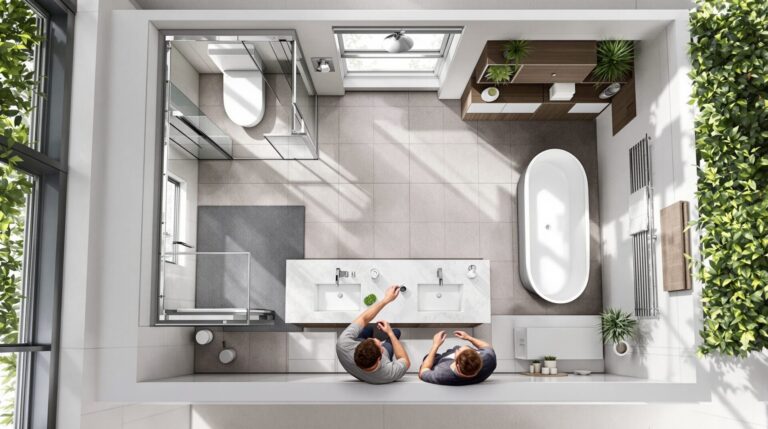 plan salle de bain 10m2 rectangulaire