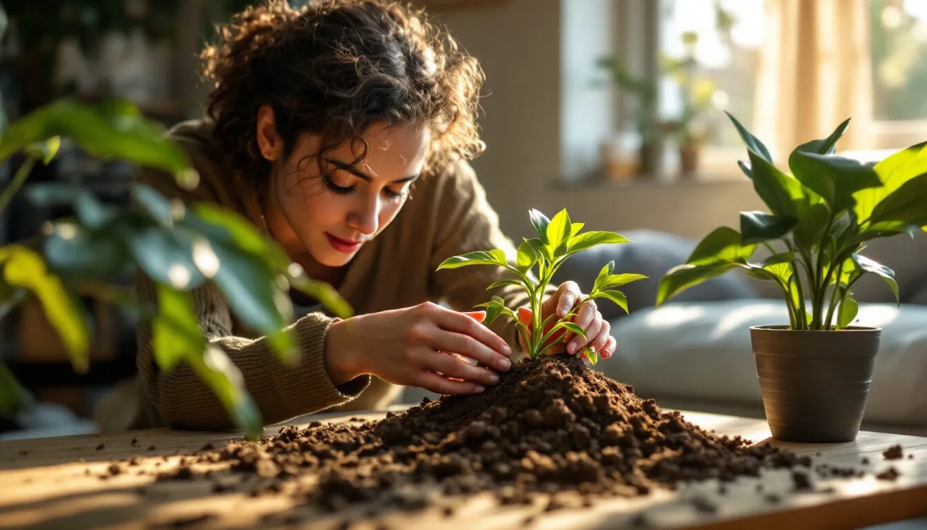 vers dans terreau plante d'intérieur