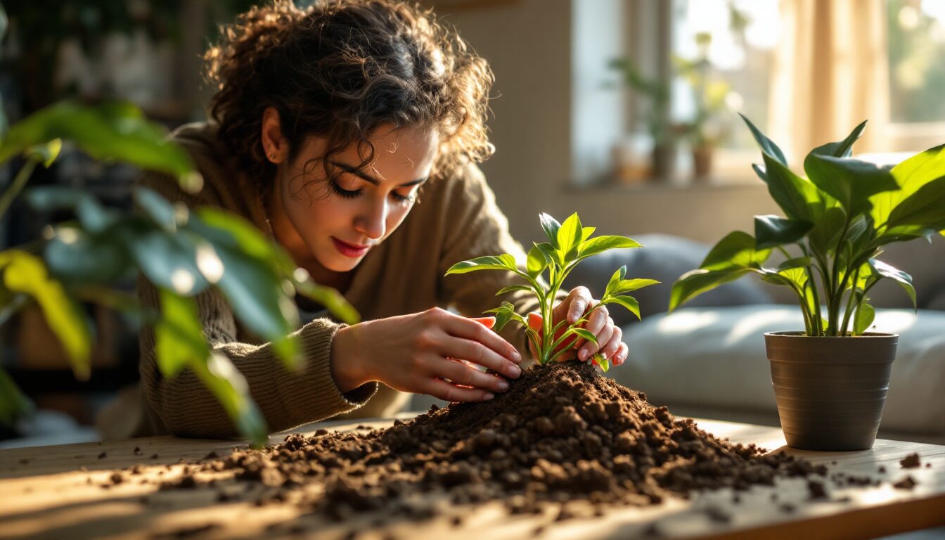 vers dans terreau plante d'intérieur