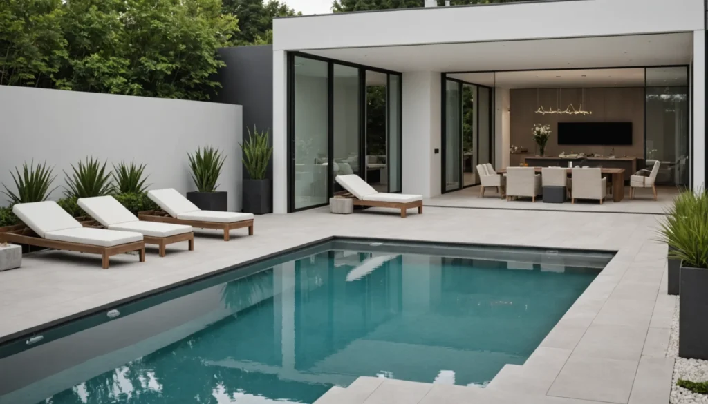 piscine intégrée dans la terrasse