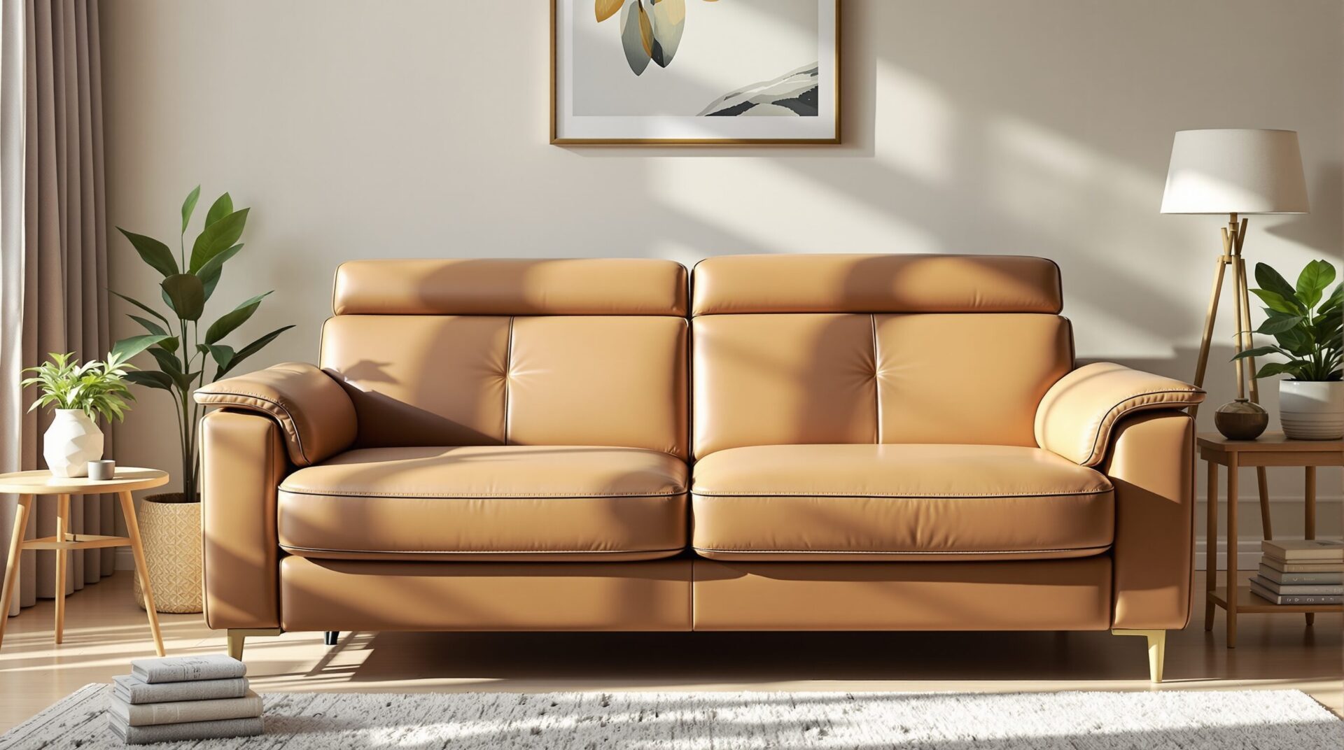 Canapé Convertible Cuir Marron Westwing - Ensemble 3, 2, 1 Places - Occasion