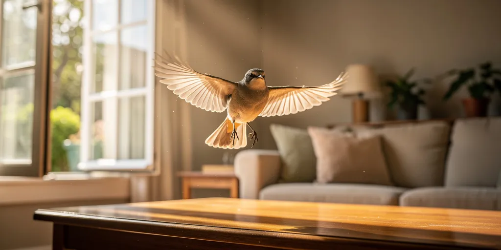 signification oiseau qui rentre dans la maison