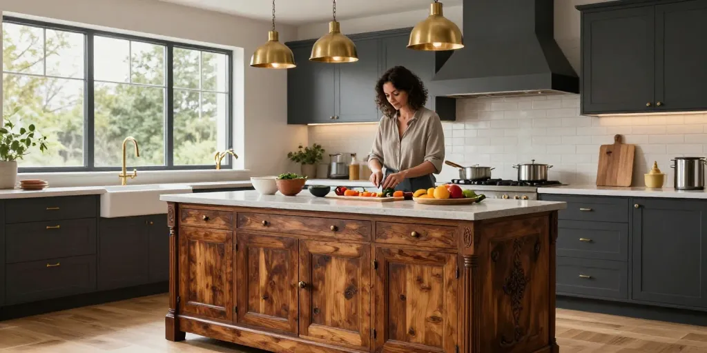 cuisine moderne avec meuble ancien