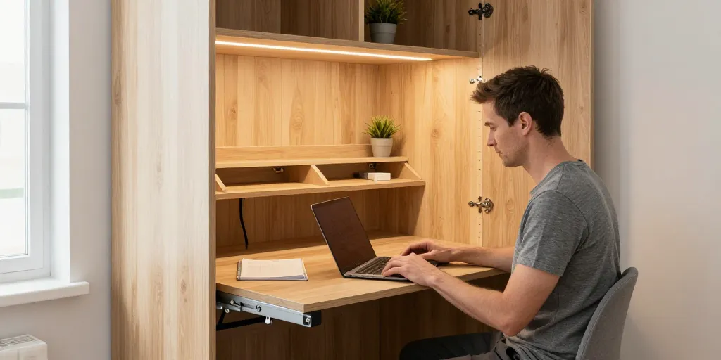 bureau dans armoire