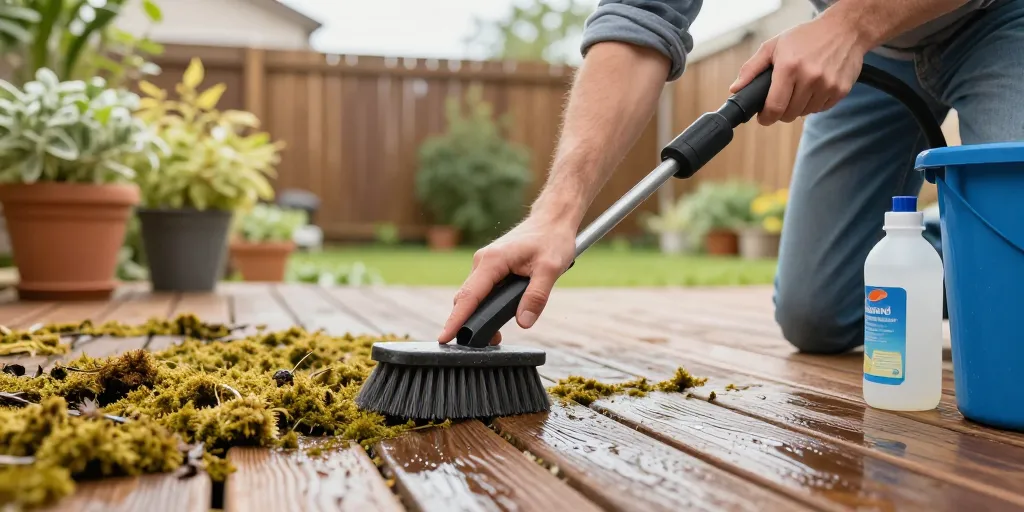 mousse sur terrasse bois
