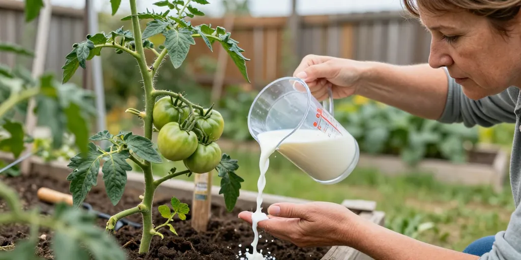 arroser les tomates avec du lait
