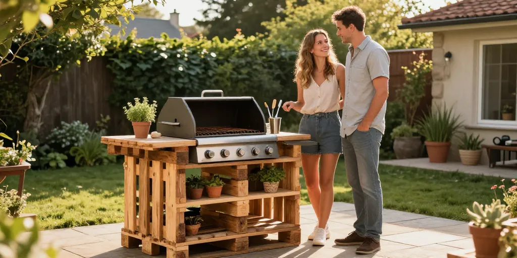 Coin barbecue palette : la méthode simple pour un aménagement extérieur réussi