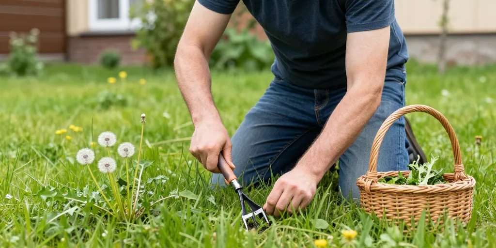 enlever les mauvaises herbes du gazon