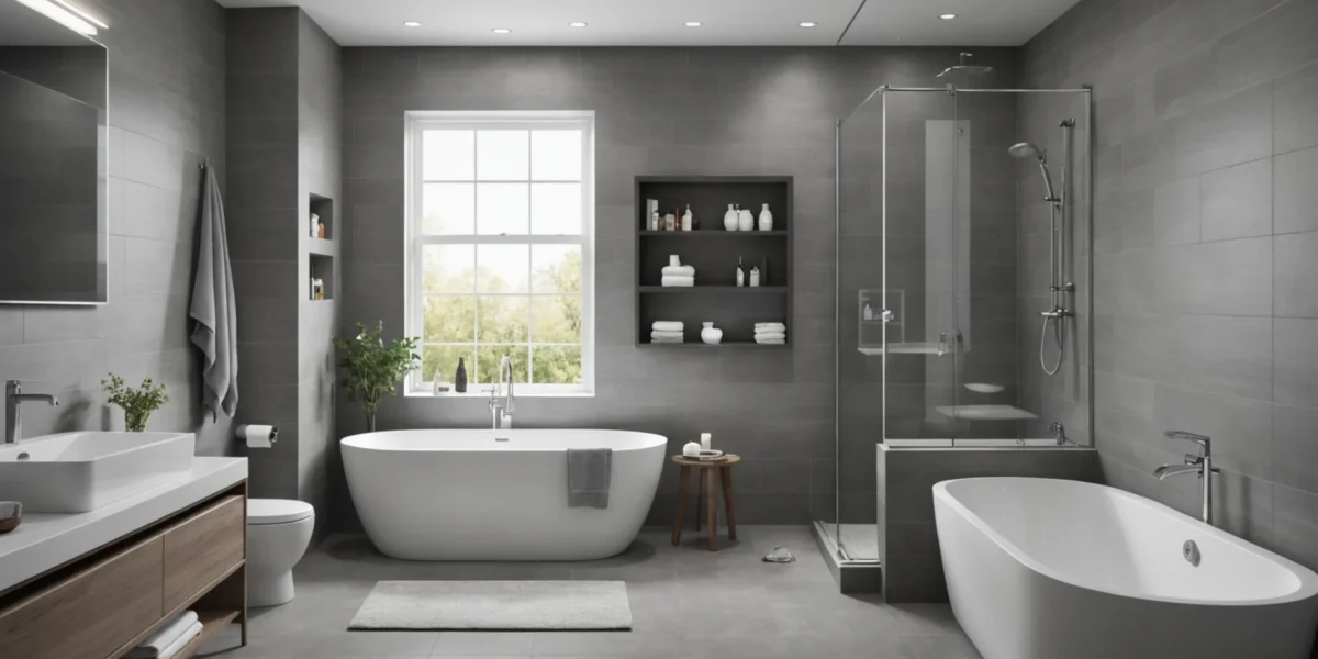 petite salle de bain avec baignoire et douche