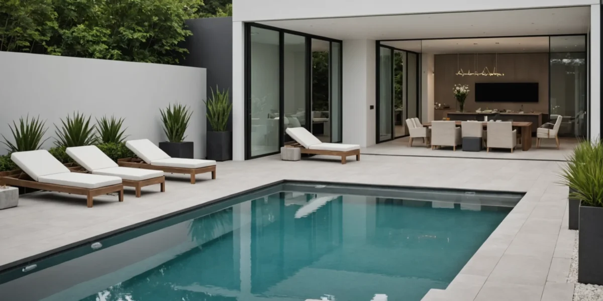 piscine intégrée dans la terrasse